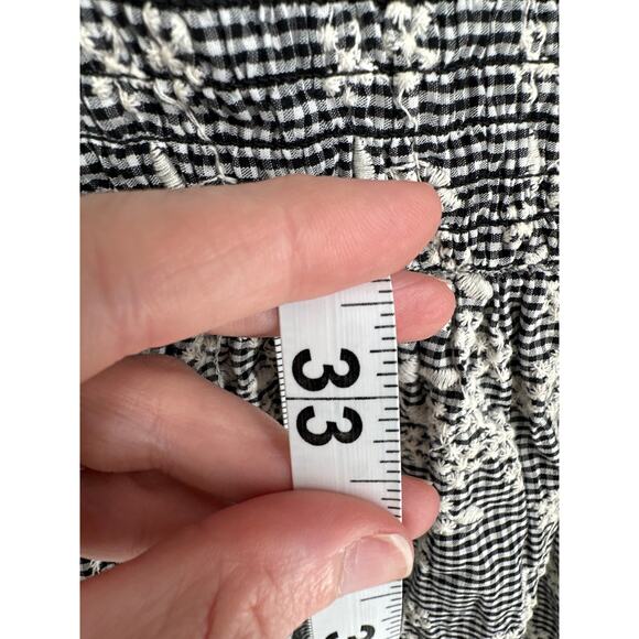 Zara Dress Women Medium Black Mini Gingham Plaid Floral Halter Open Back Cottage - Picture 8 of 9